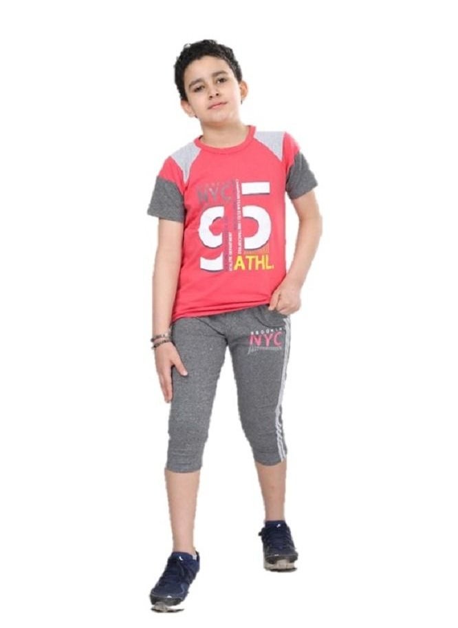 lecoo Boys summer cotton pajamas - suitable for going out, clubbing and home - sizes from 4 to 12years - consisting of a T-shirt and short pants  - Image 3