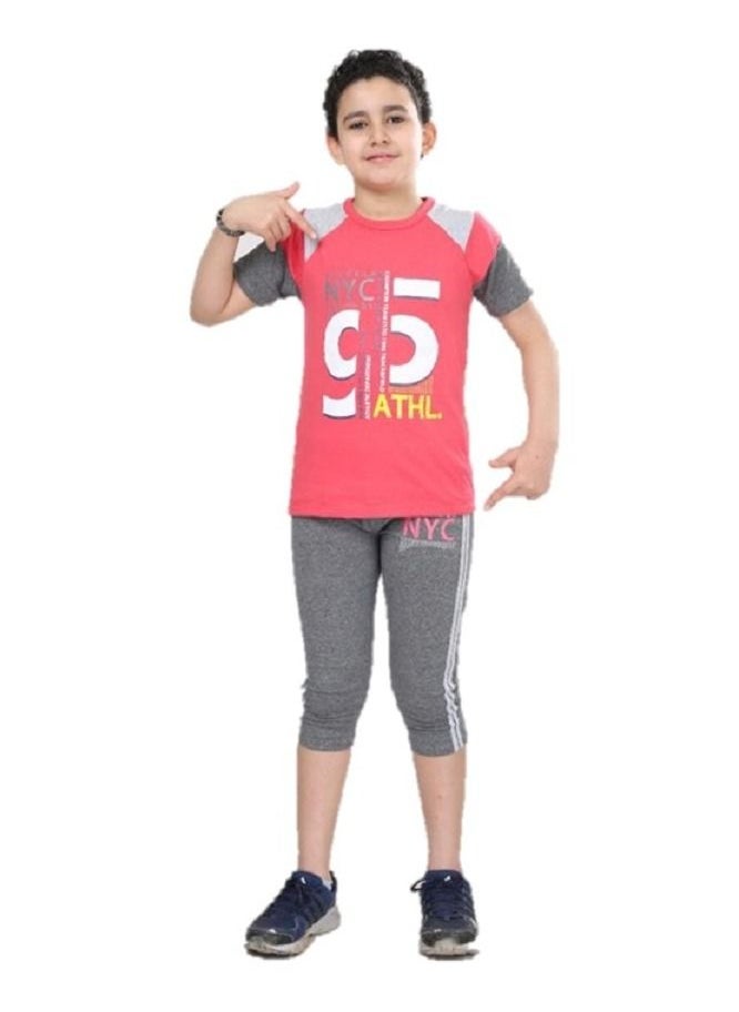lecoo Boys summer cotton pajamas - suitable for going out, clubbing and home - sizes from 4 to 12years - consisting of a T-shirt and short pants  - Image 1