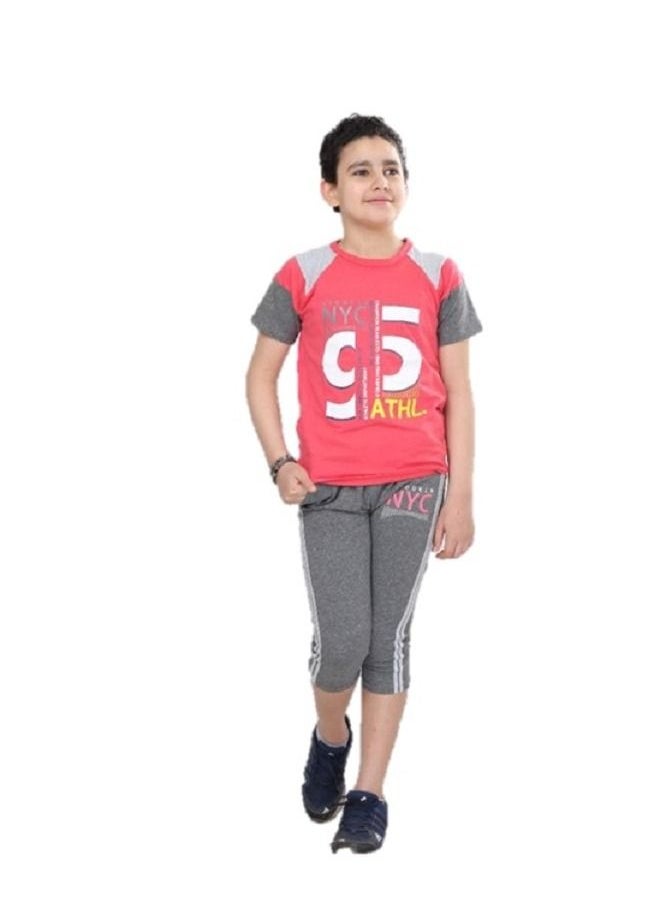 lecoo Boys summer cotton pajamas - suitable for going out, clubbing and home - sizes from 4 to 12years - consisting of a T-shirt and short pants  - Image 4