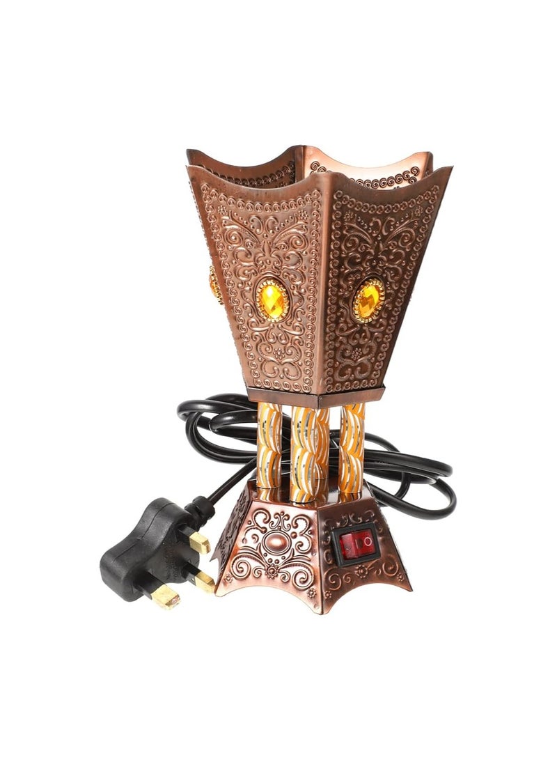 SEWACC Arabian Incense Burner Bakhoor Electric Incense Burner Desktop Plug in Metal Censer Burner for Home Office Yoga Room Decor (Copper, UK Plug) - Image 1