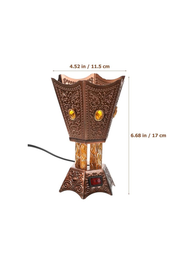 SEWACC Arabian Incense Burner Bakhoor Electric Incense Burner Desktop Plug in Metal Censer Burner for Home Office Yoga Room Decor (Copper, UK Plug) - Image 3