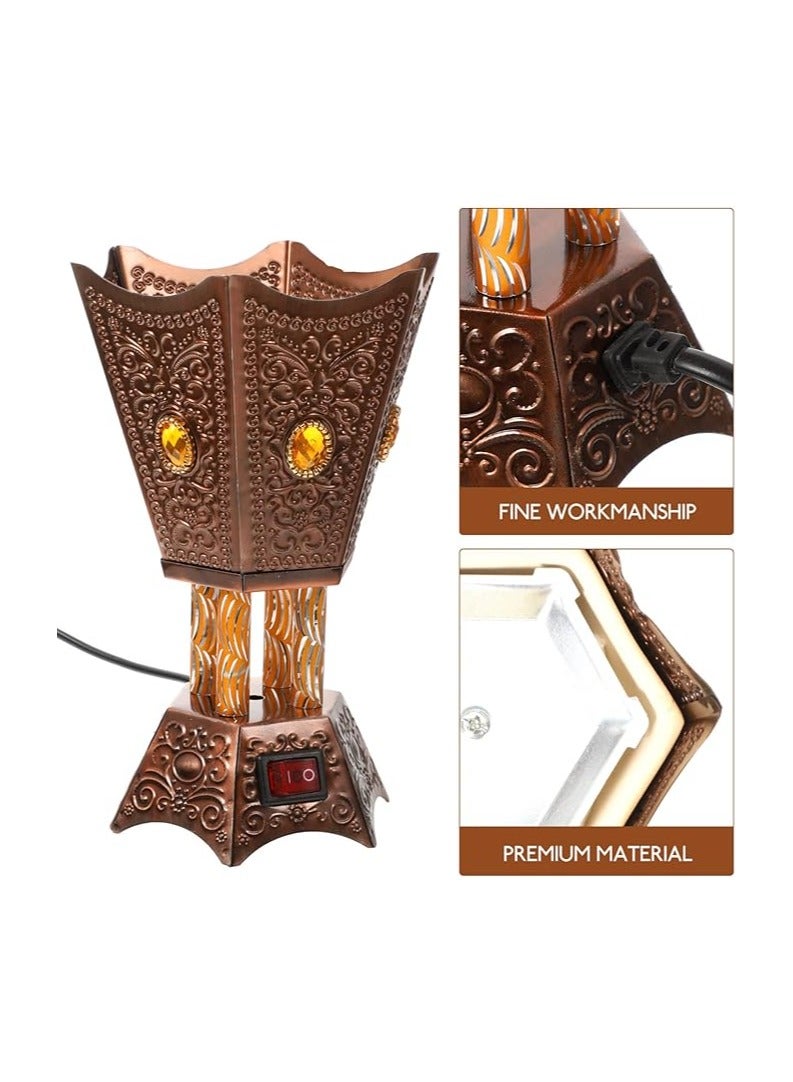 SEWACC Arabian Incense Burner Bakhoor Electric Incense Burner Desktop Plug in Metal Censer Burner for Home Office Yoga Room Decor (Copper, UK Plug) - Image 5
