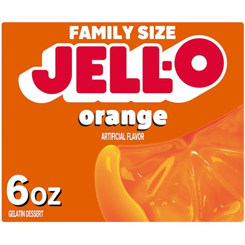 Jell-O Orange Gelatin Dessert Mix, Family Size, 6 oz Box - Image 1