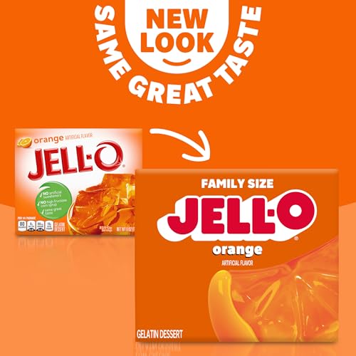 Jell-O Orange Gelatin Dessert Mix, Family Size, 6 oz Box - Image 4