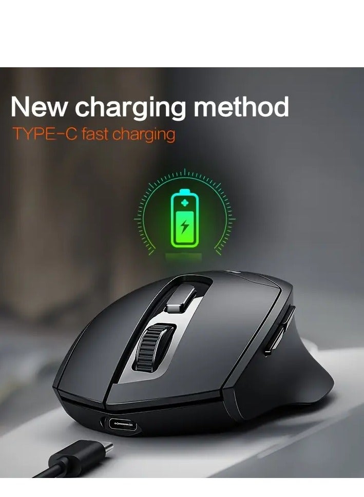 INPHIC DR01 wireless BT mouse rechargeable ergonomic office light sound suitable for laptops, and tablets universal new upgrade [three-mode power display flagship version] - Image 5