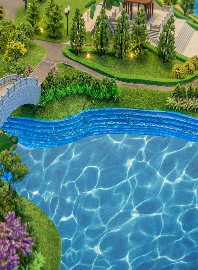 Baluue 5Pcs Artificial Water Effect Sheets Self Adhesive Blue Ripple Material for Diorama Supplies Realistic Fake Sea Lake and Streaming Water Scenery for Model Train Landscape and School Projects - Image 4