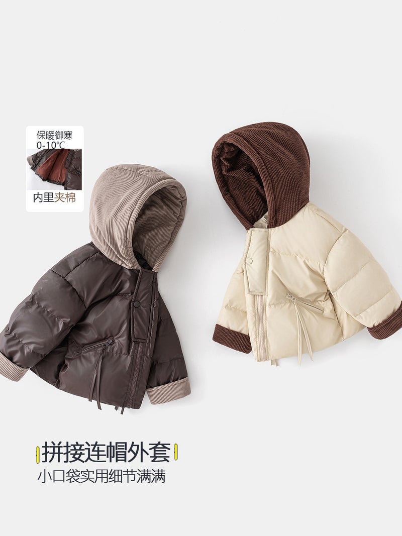 Children'S Cotton Winter Clothing Style Girls' Thickened Warm Jacket Boys' Baby Hooded Stylish Cotton Coat - Image 2