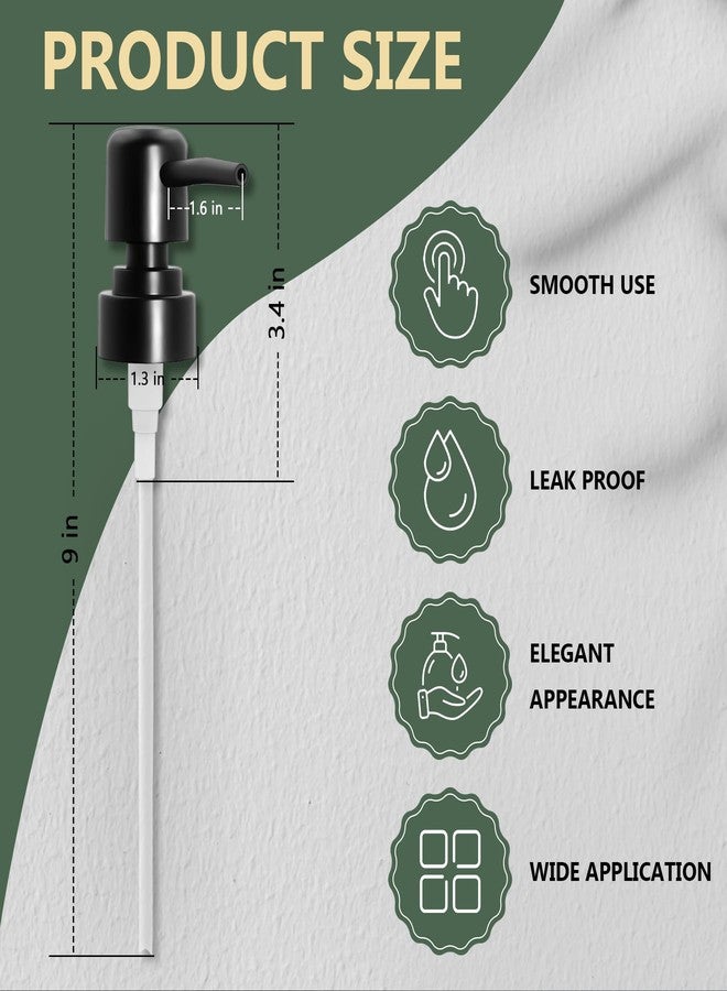Philbinden 6Pcs Soap Dispenser Pump Head Replacement Set,Reusable Hand Soap Dispenser Top for Bathroom,Kithen Worktop Bottles, Standard Diameter 28/400 Neck Size (6, Black) - Image 2