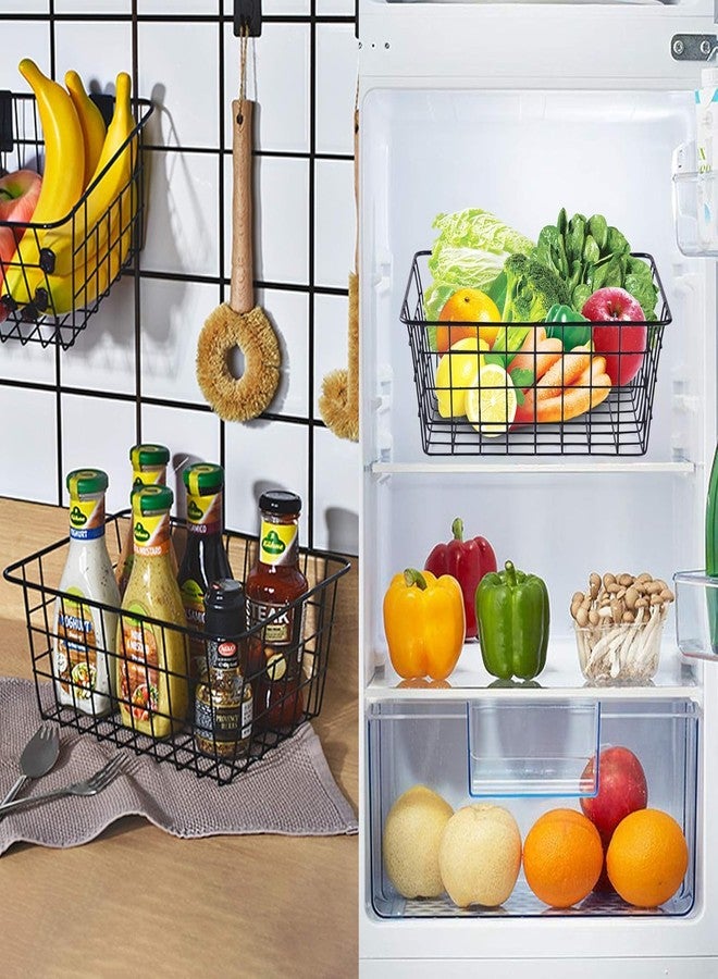 LSARIMO Metal Storage Basket | Kitchen Organizer for Organizing Household Pantry Baskets | Countertop Organize -Metal Baskets for Pantry Storage, Fruit Drinks Wire Storage Basket, Freezer Pantry Storage - Image 4