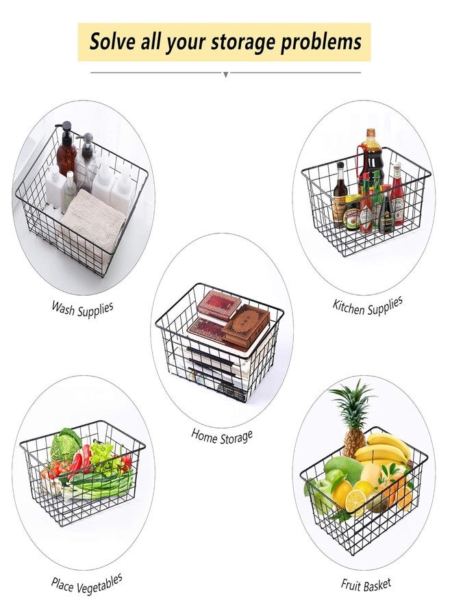 LSARIMO Metal Storage Basket | Kitchen Organizer for Organizing Household Pantry Baskets | Countertop Organize -Metal Baskets for Pantry Storage, Fruit Drinks Wire Storage Basket, Freezer Pantry Storage - Image 5
