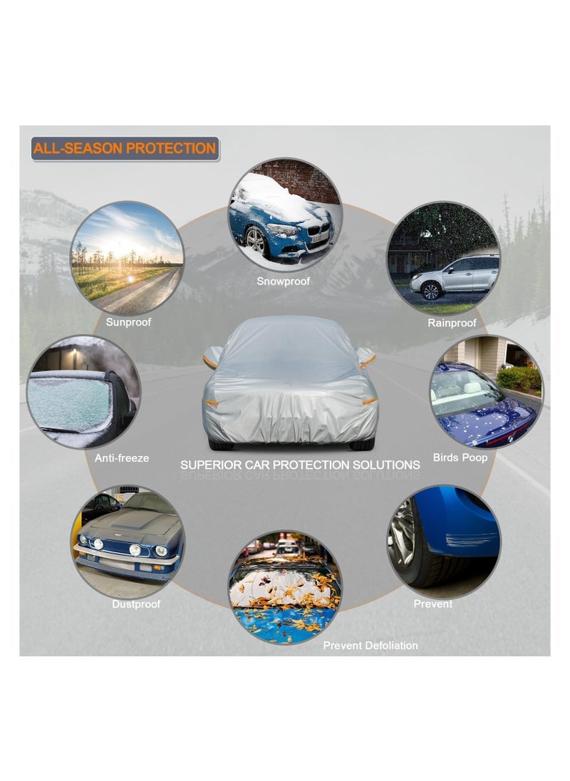 ELTRAZONE Car Cover Waterproof All Weather for Automobiles, Outdoor Full Cover Rain Sun UV Protection with Zipper Cotton, Universal Fit for Sedan Car - Image 4