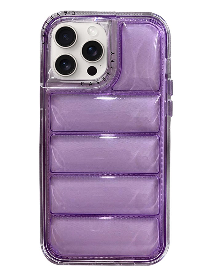 Generic Iphone 13 Pro Max colorful tpu pc multi protective Case, With Triple Layer Colorful PC Clear Surface Puffer TPU Drop Proof Smart Phone Case for iPhone 13 Pro Max - Purple  - Image 1