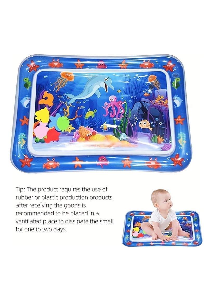 Octopus Inflatable Water Play Mat for Babies - Sensory Development Aquarium Activity Mat, Tummy Time Floor Toy with Floating Sea Animals, Baby Shower Gift for Infants Toddlers Boys Girls  - Image 3