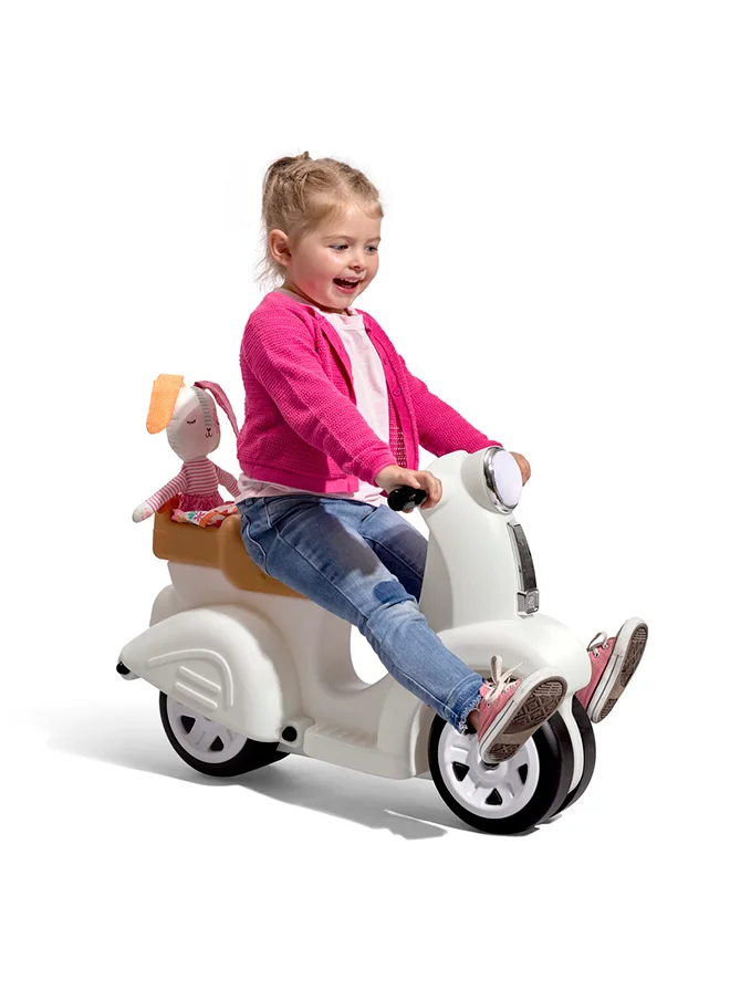 Step2 Ride Along Scooter for Kids, FoottoFloor Ride On Toy, Stylish Adventure on Four Wheels, Toddler Ages 1.54 Years Old, White