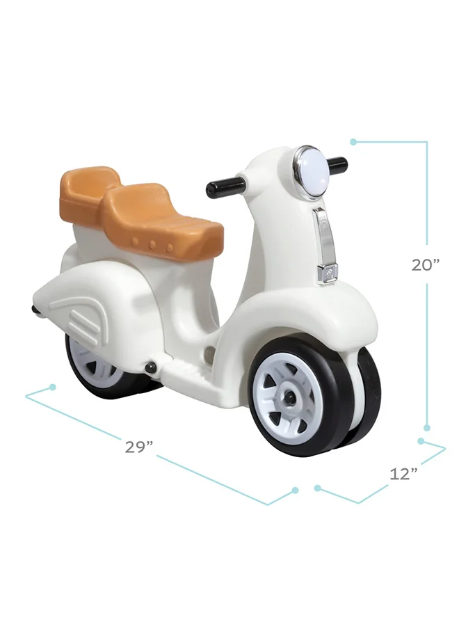 Step2 Ride Along Scooter for Kids, FoottoFloor Ride On Toy, Stylish Adventure on Four Wheels, Toddler Ages 1.54 Years Old, White