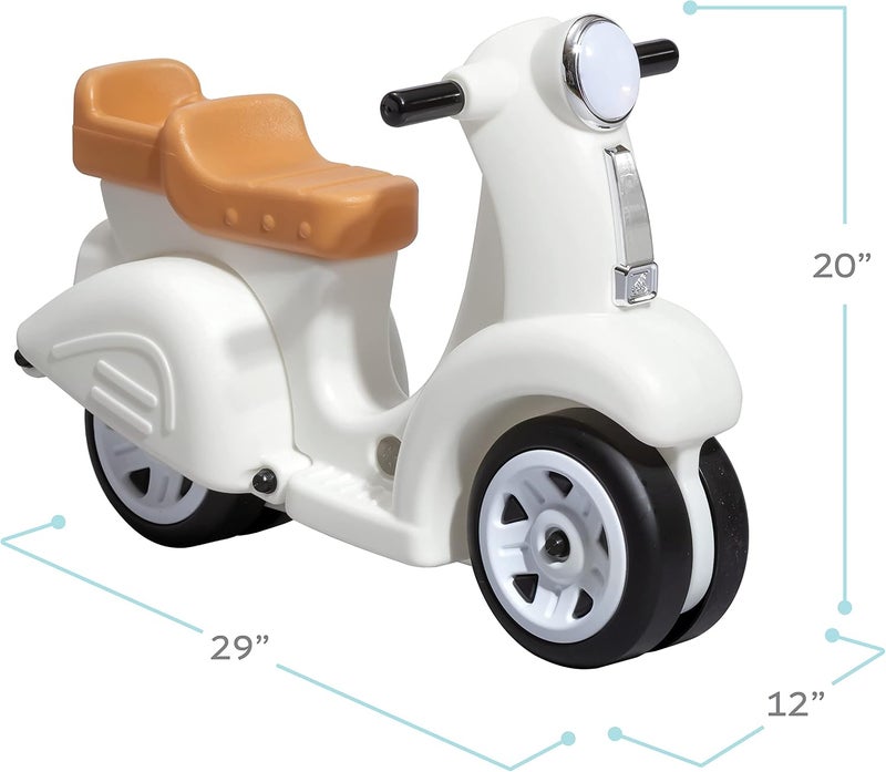 Step2 Kids Ride Along Scooter, Single Seater Easy to Store Ride On Toy with Rear Storage Slot, Suitable for Children both Boys and Girls Aged 18m and Above, White - Image 3