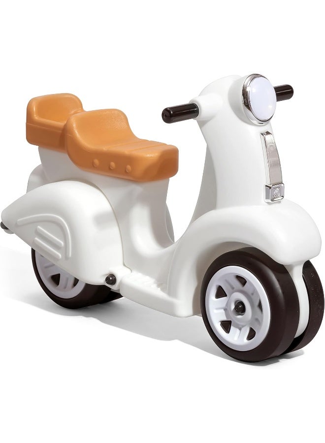 Step2 Kids Ride Along Scooter, Single Seater Easy to Store Ride On Toy with Rear Storage Slot, Suitable for Children both Boys and Girls Aged 18m and Above, White - Image 1