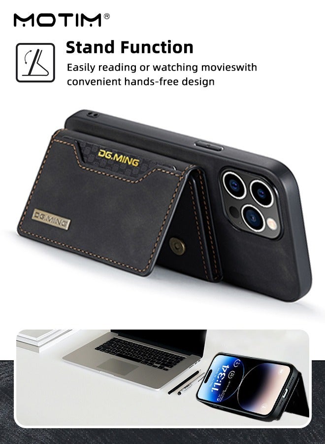 موتيم حافظة هاتف آيفون 15 برو حافظة هاتف محفظة مع حامل بطاقة، حافظة هاتف جلدية مع حامل مقاوم للصدمات، غطاء حماية من السقوط بدرجة MLT مع جيب مغناطيسي لحامل البطاقة قابل للفصل - Image 3