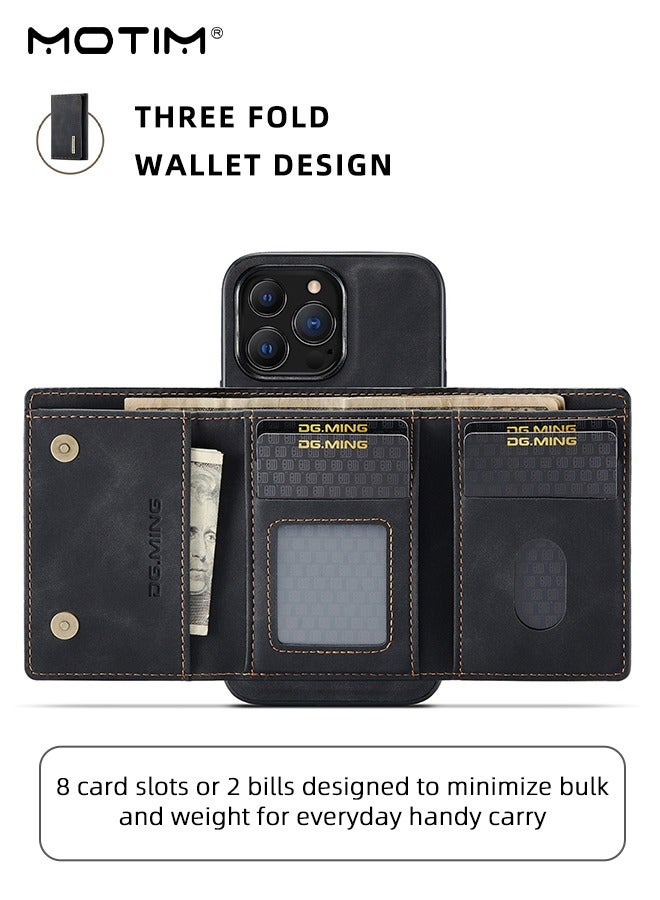 موتيم حافظة هاتف آيفون 15 برو حافظة هاتف محفظة مع حامل بطاقة، حافظة هاتف جلدية مع حامل مقاوم للصدمات، غطاء حماية من السقوط بدرجة MLT مع جيب مغناطيسي لحامل البطاقة قابل للفصل - Image 2
