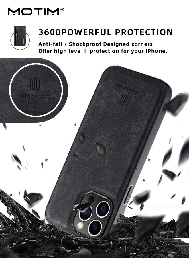 موتيم حافظة هاتف آيفون 15 برو حافظة هاتف محفظة مع حامل بطاقة، حافظة هاتف جلدية مع حامل مقاوم للصدمات، غطاء حماية من السقوط بدرجة MLT مع جيب مغناطيسي لحامل البطاقة قابل للفصل - Image 5