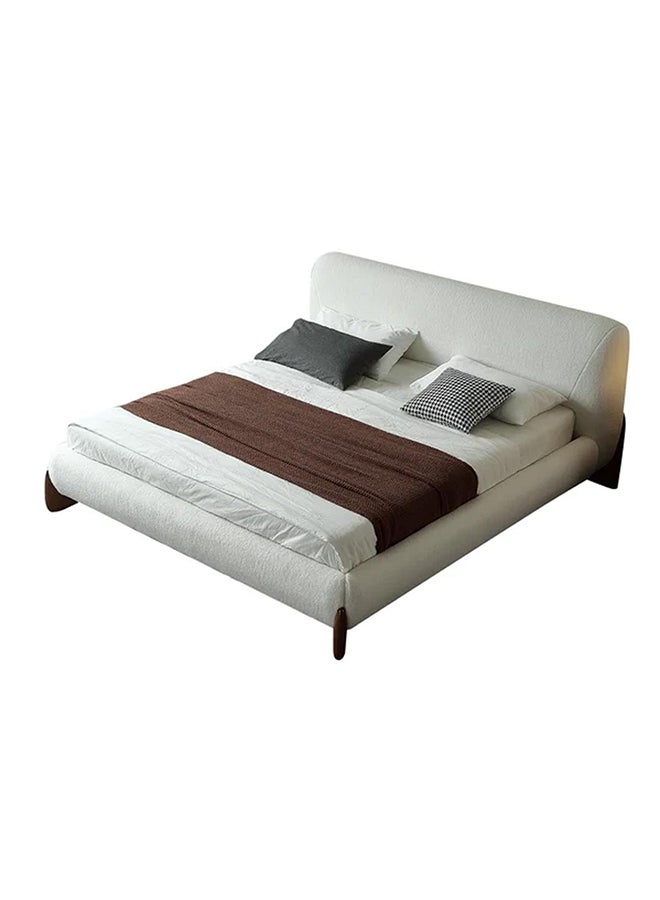 A to Z Furniture Curva Modern White Boucle Bed 100x200cm Single size Bed in White Color