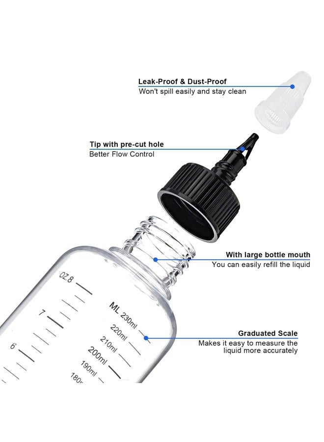 COMNICO 2 Pack Applicator Bottle for Hair 8.5oz Soft Squeeze Empty Oil Dispenser Hair Color Applicator Root Hair Dye PET Plastic Refillable Bottles for Salon Sylist with Graduated Scale and Twist Top - Image 3