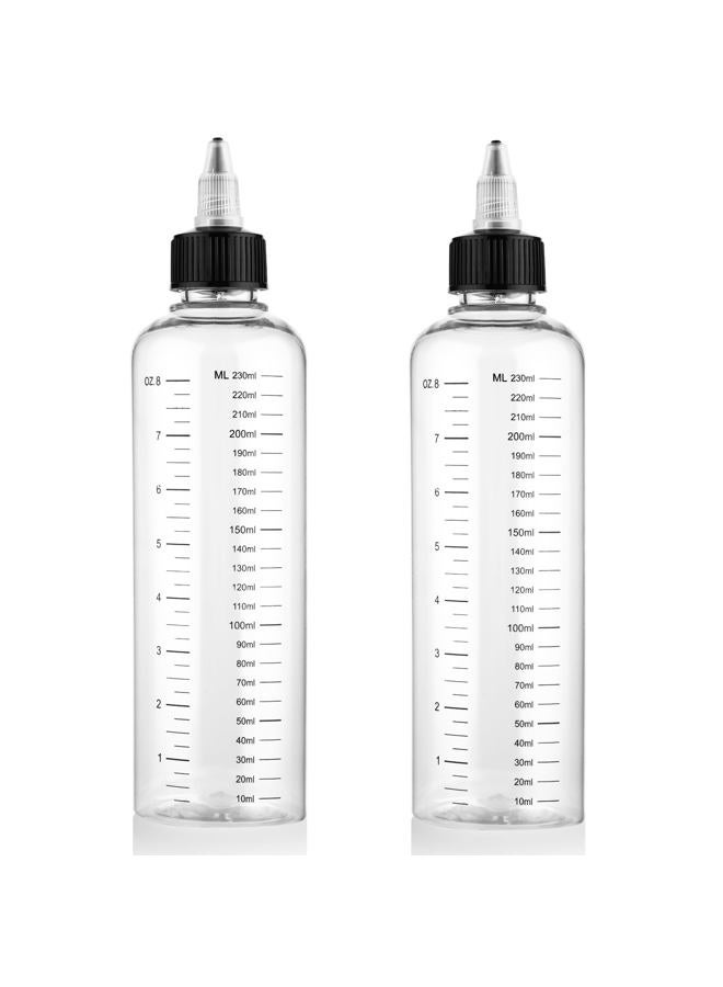 COMNICO 2 Pack Applicator Bottle for Hair 8.5oz Soft Squeeze Empty Oil Dispenser Hair Color Applicator Root Hair Dye PET Plastic Refillable Bottles for Salon Sylist with Graduated Scale and Twist Top - Image 1