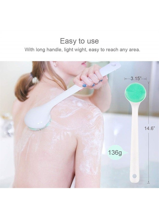 V-TOP Silicone Body Scrubber Exfoliator, Back Brush Scrubber Long Handle for Shower with Soft Bristles, Shower Brush Scrubber for Body Men and Women, BPA Free, Non-Slip - Image 3