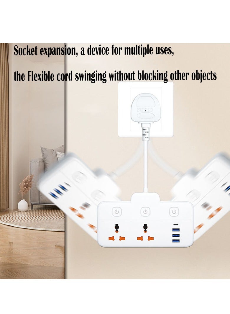 McDou Multi-functional power extension socket with universal jack, wall mounted power extension socket, high temperature resistant power extension socket with multiple USB ports, suitable for home, office and kitchen - Image 5