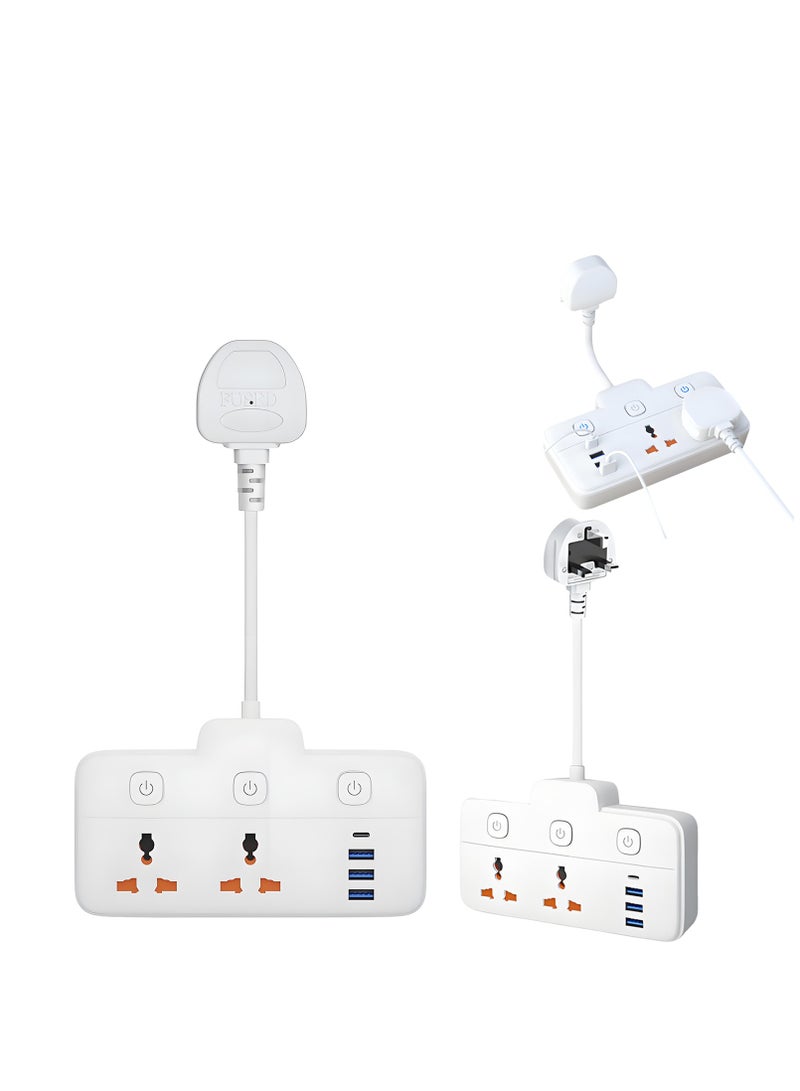 McDou Multi-functional power extension socket with universal jack, wall mounted power extension socket, high temperature resistant power extension socket with multiple USB ports, suitable for home, office and kitchen - Image 3
