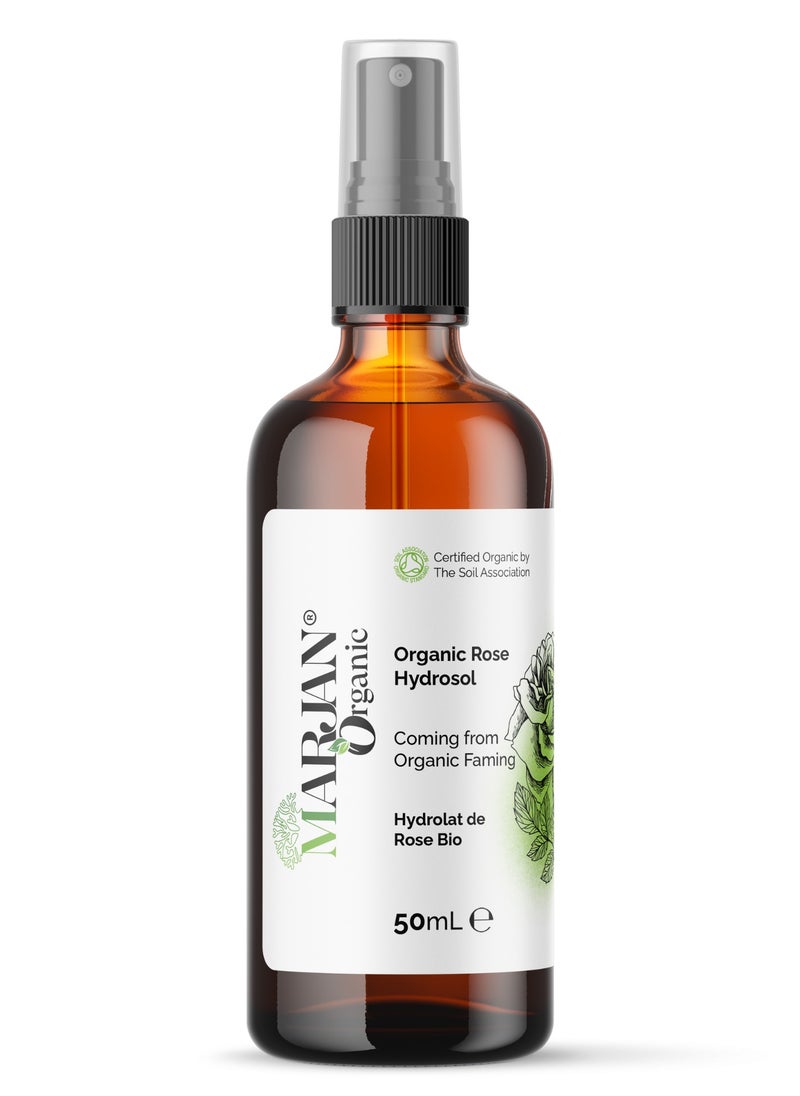 MARJAN ORGANIC Rose Bulgarian Hydrosol Floral Water 50ml - Certified Organic - Toner & Cleanser - Body Mist - Perfect for Skin, Face, Homemade Beauty Products Vegan GMO Free  - Image 1