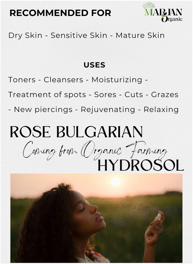 MARJAN ORGANIC Rose Bulgarian Hydrosol Floral Water 50ml - Certified Organic - Toner & Cleanser - Body Mist - Perfect for Skin, Face, Homemade Beauty Products Vegan GMO Free  - Image 3