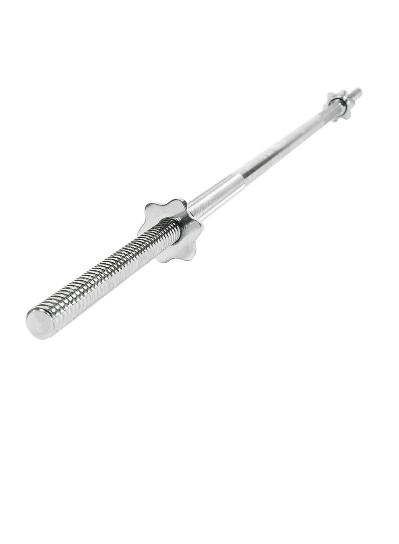 H PRO Pro Threaded Chrome Barbell Bar 1 Inch Barbell Diameter With Ring Collars 120 Cm - Image 2