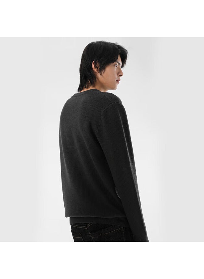 Markless Fleece Sweater Men Autumn Winter Warm Crew Neck Knit Loose Casual Pullover Base Shirt 3738 Dark Gray 2XL - Image 2