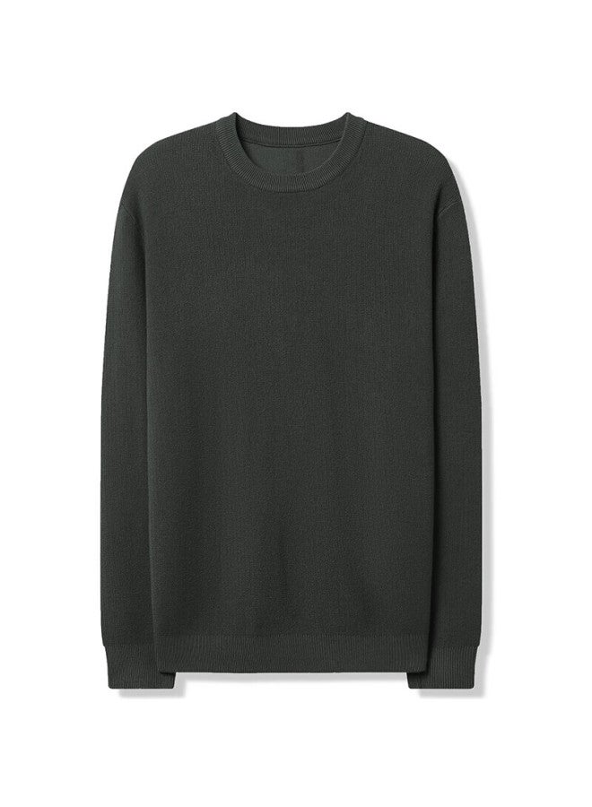 Markless Fleece Sweater Men Autumn Winter Warm Crew Neck Knit Loose Casual Pullover Base Shirt 3738 Dark Gray 2XL - Image 3