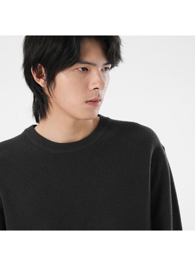 Markless Fleece Sweater Men Autumn Winter Warm Crew Neck Knit Loose Casual Pullover Base Shirt 3738 Dark Gray 2XL - Image 1