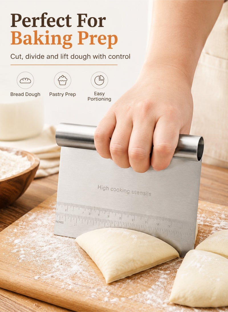 Stainless Steel Dough Scraper 15cm | Pastry Cutter Bench Scraper | Baking Scraper With Measurement Marks | Kitchen Food Scraper - Image 4