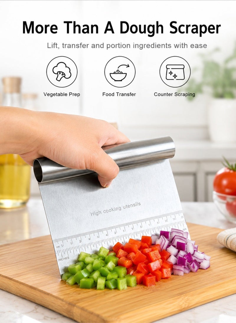 Stainless Steel Dough Scraper 15cm | Pastry Cutter Bench Scraper | Baking Scraper With Measurement Marks | Kitchen Food Scraper - Image 2