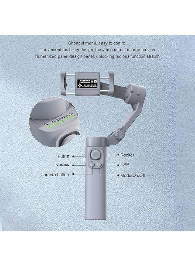 F5 3-Axis Smartphone Gimbal Stabilizer, Foldable Handheld Design with Face Tracking, Multi-Key Control Panel, USB Port, Camera Button, Grey - Image 2