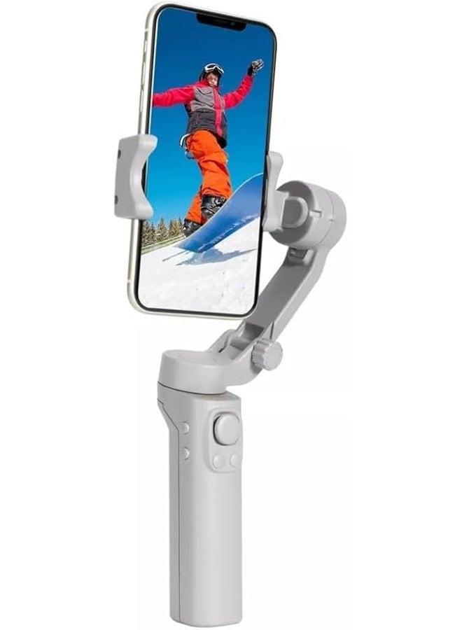 F5 3-Axis Smartphone Gimbal Stabilizer, Foldable Handheld Design with Face Tracking, Multi-Key Control Panel, USB Port, Camera Button, Grey - Image 3