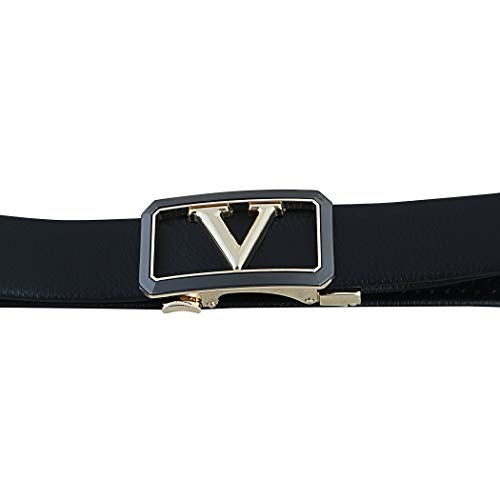 Zacharias Men's Faux Leather Belt Automatic V Buckle ASG-18 (Black;Free Size) - Image 3