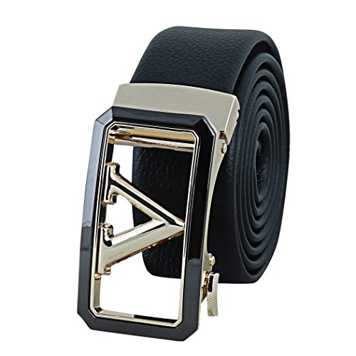 Zacharias Men's Faux Leather Belt Automatic V Buckle ASG-18 (Black;Free Size) - Image 2