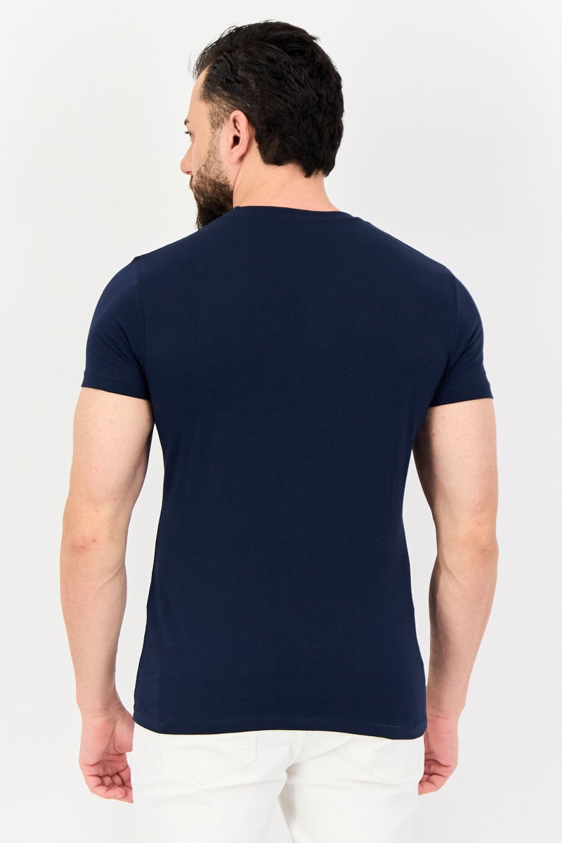 JACK & JONES Men Crew Neck Short Sleeves Graphic Print T-Shirt, Navy - Image 2