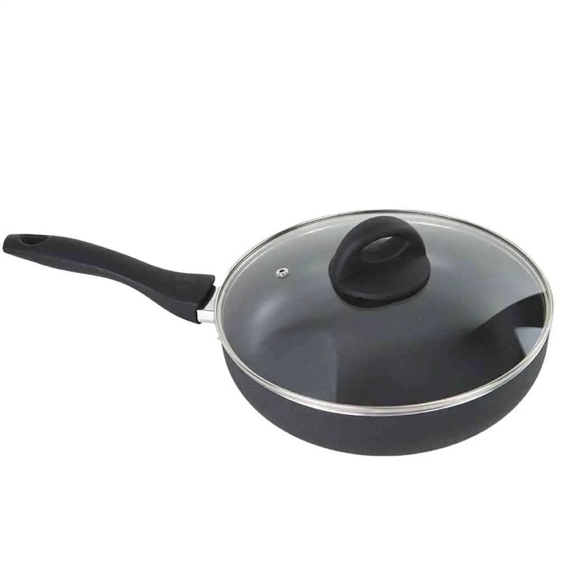 Beefit Non Stick Deep Fry pan, Heavy Gauge Aluminium Frying Pan With Glass Lid- 26cm