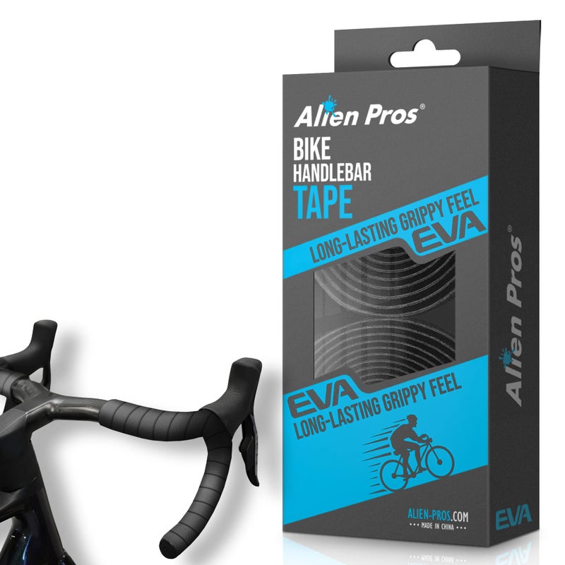 ALIEN PROS Bike Handlebar Tape EVA (Set of 2) Black - Enhance Your Bike Grip with These Bicycle Handle bar Tape - Wrap Your Bike for an Awesome Comfortable Ride (Set of 2, Black) - Image 1