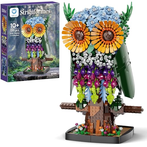 Sillbird Flower Owl Building Set for Adults Teens Mom Wife Buildable Floral Animal Model Kit for the Home Decor Office Display Birthday Gift Toys for Women Girlfriend Kids Age 10 1215 Pcs - Image 1