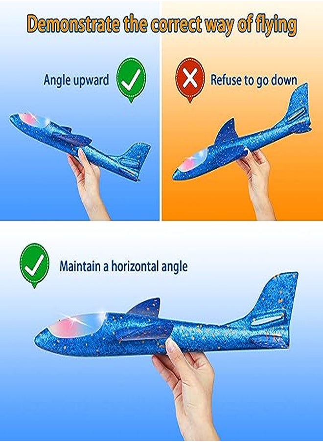 Mumoo Bear 2 Pack LED Light Airplane,17.5" Large Throwing Foam Plane,2 Flight Mode Glider Plane,Flying Toy for Kids,outdoor Sport Toys Birthday Party Favors Foam Airplane  - Image 1