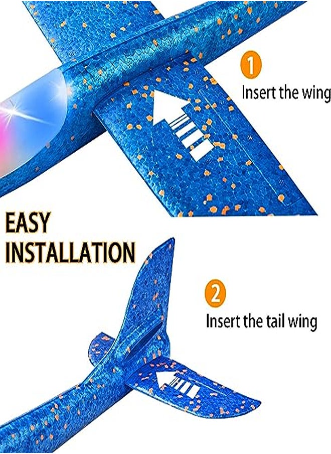 Mumoo Bear 2 Pack LED Light Airplane,17.5" Large Throwing Foam Plane,2 Flight Mode Glider Plane,Flying Toy for Kids,outdoor Sport Toys Birthday Party Favors Foam Airplane  - Image 2