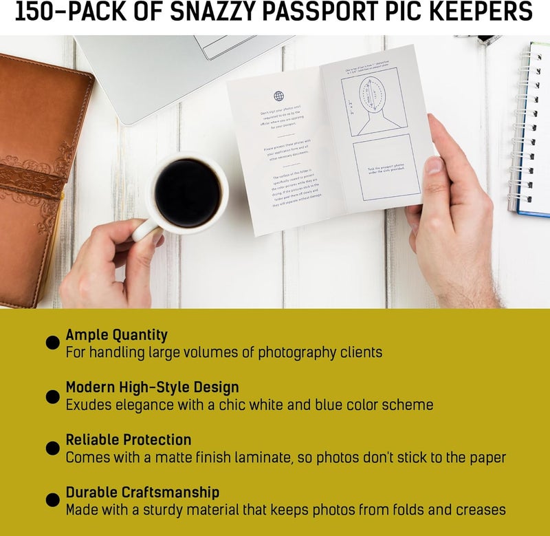 LOSTRONAUT 150-Pack Passport Photo Organizer Folder with Pockets & Compartments for 2x2 Print, Picture Display, Travel Document Organizer - Small Business Supplies - Passport Holder for Travel - Image 3