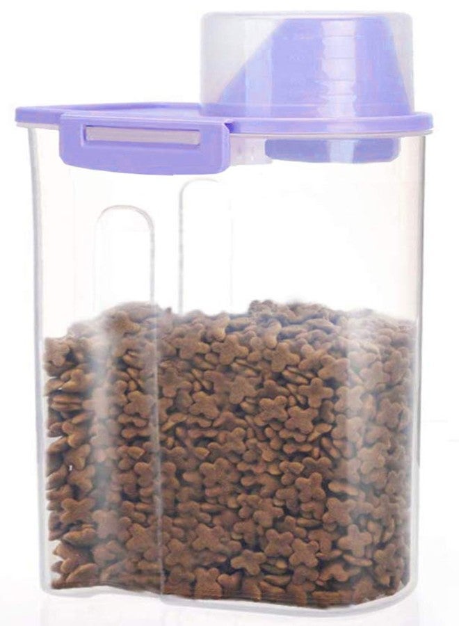PISSION Pet Food Storage Container with Measuring Cup, Pour Spout and Seal Buckles Food Dispenser for Dogs Cats (Purple) - Image 1